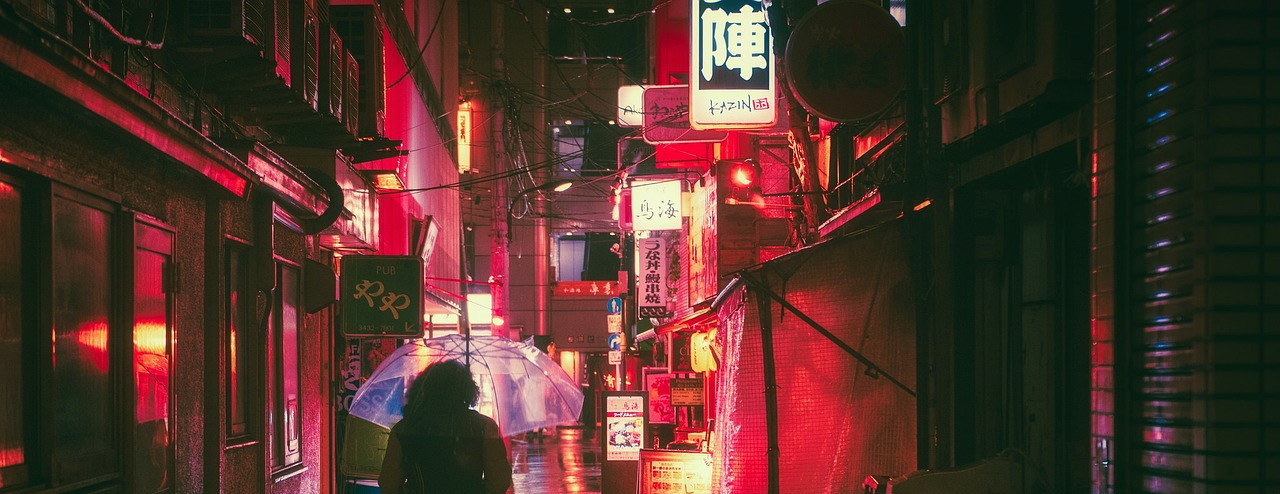 motorcycle night city neon